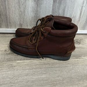 Vintage Timberland Leather Moc Toe Boots Women 5.5 Hiking Outdoors Brown Western